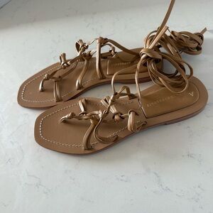 New Anthropologie knotted ankle strap nude sandals Size: 6